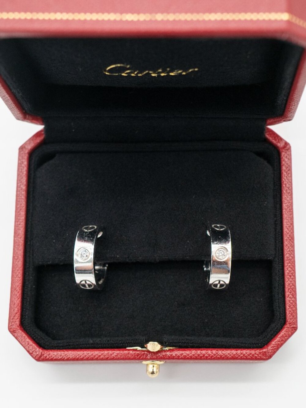 Cartier LOVE Hoop Earrings 2 Diamonds White Gold